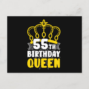 Carte Postale 55e anniversaire Reine Couronne ronde Anniversaire
