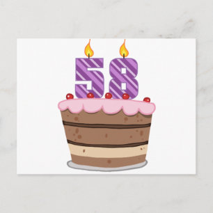 Carte Postale 58 ans sur le gâteau d'anniversaire