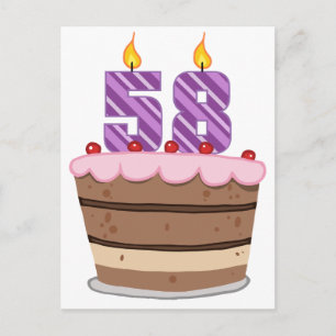 Carte Postale 58 ans sur le gâteau d'anniversaire