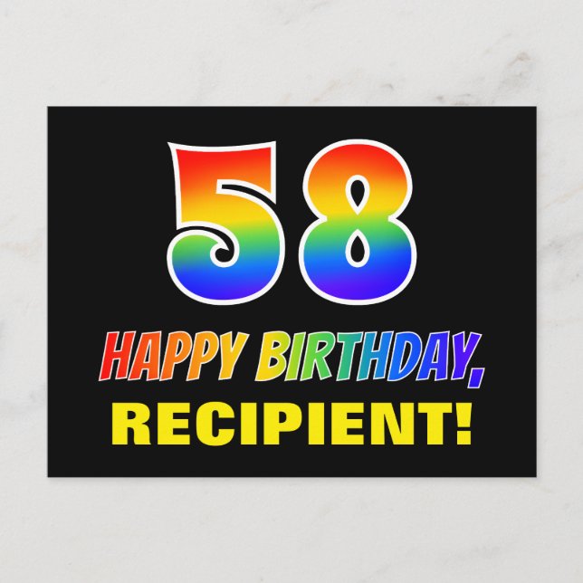 Carte Postale 58e anniversaire : Bold, amusant, simple, arc-en-c (Devant)