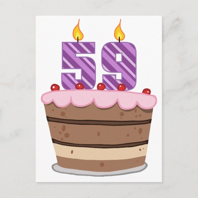 Carte Postale 59 ans sur le gâteau d'anniversaire (Devant)