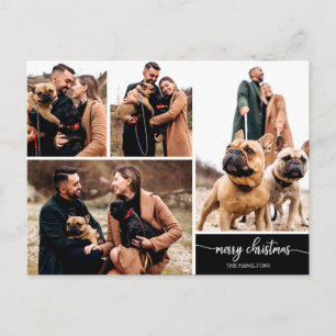 Carte Postale 5 Photos Collage élégant Joyeux Noël Noir