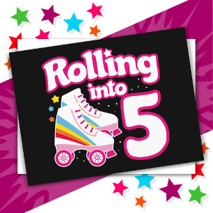 Carte Postale 5e anniversaire Roller Skate 5 ans