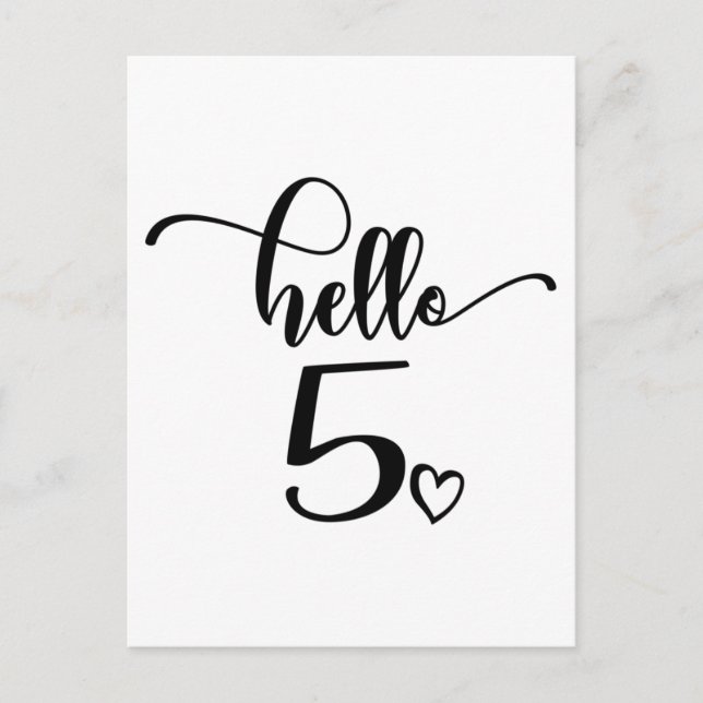 Carte Postale 5th Birthday Girls Hello Five Cute 5 Years Old Kid (Devant)