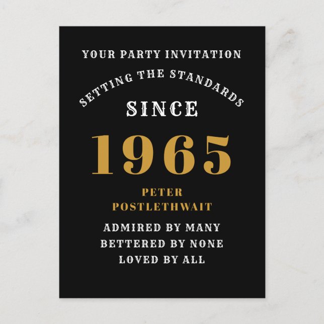 Carte Postale 60e Anniversaire 1965 Noir Or (Devant)