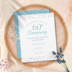 Carte Postale 60e Anniversaire Amour Coeurs Enregistrer la date