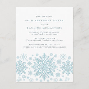 CARTE POSTALE 60e anniversaire Blue Snowflake Invi