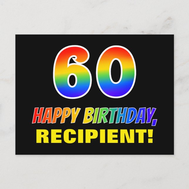 Carte Postale 60e anniversaire : Bold, amusant, simple, arc-en-c (Devant)