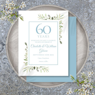 Carte Postale 60e anniversaire de mariage Save the Date verdure