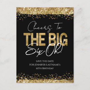 Carte Postale 60e Anniversaire Gold Black Enregistrer la date Ca