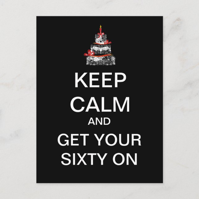 CARTE POSTALE 60e Anniversaire Mod KEEP CALM (Noir (Devant)