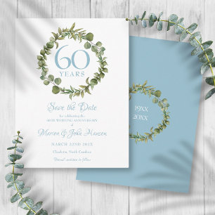 Carte Postale 60e anniversaire Sauvez la date Vert Floral