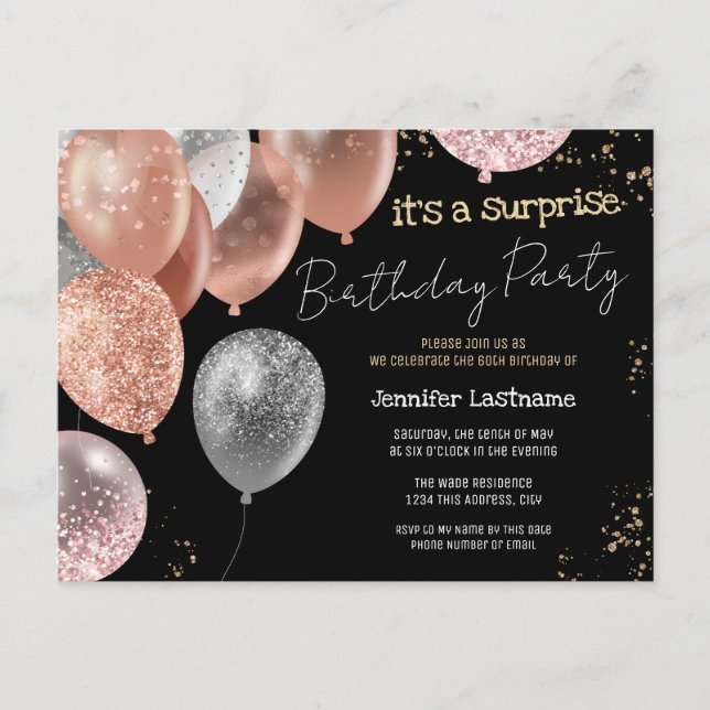 Carte Postale 60e Parties scintillant d'anniversaire surprise Ba (Devant)