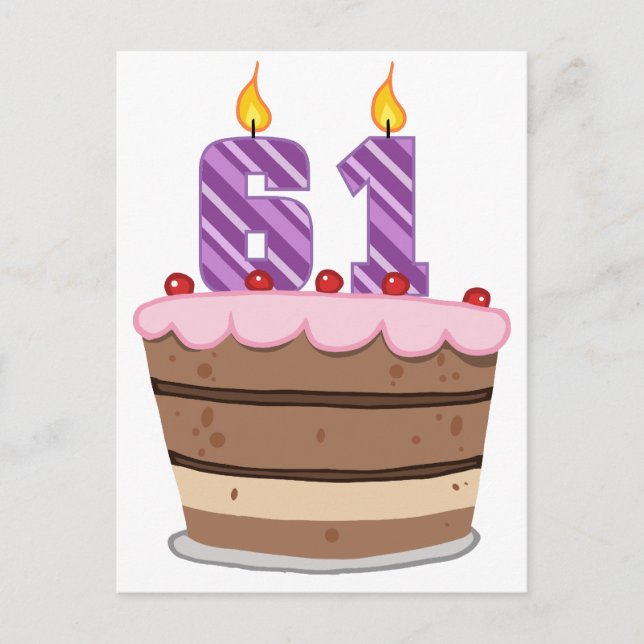 Carte Postale 61 ans sur le gâteau d'anniversaire (Devant)