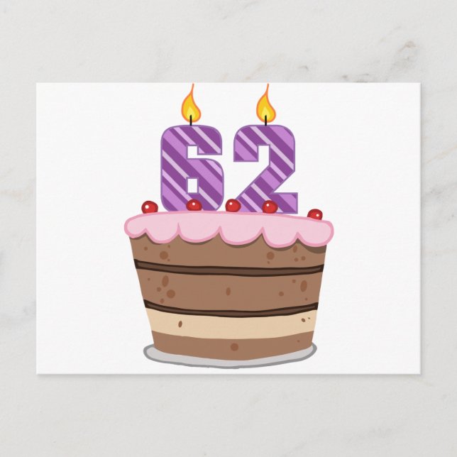 Carte Postale 62 ans sur le gâteau d'anniversaire (Devant)