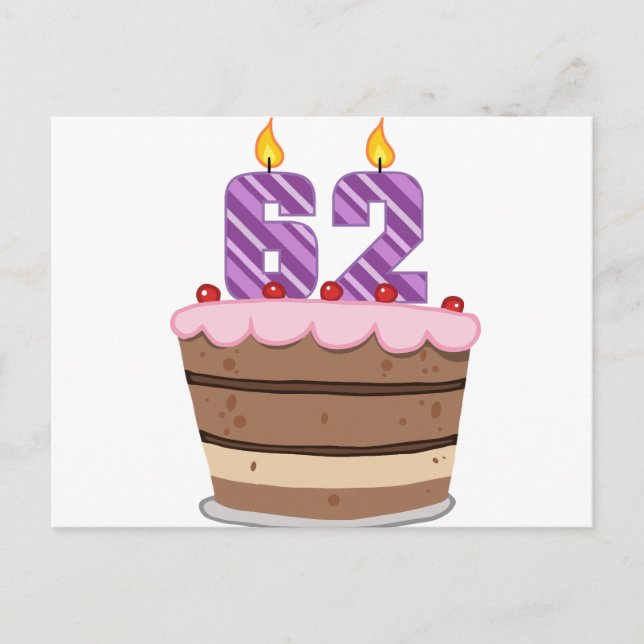 Carte Postale 62 ans sur le gâteau d'anniversaire (Devant)