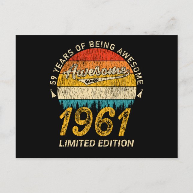 Carte Postale 64 Ans 1961 Retro Awesome 64e anniversaire Cadeau (Devant)