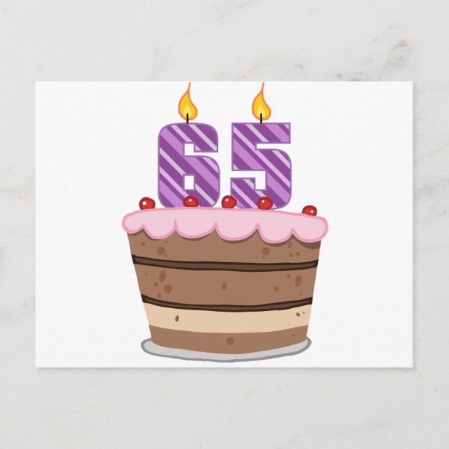 Carte Postale 65 ans sur le gâteau d'anniversaire (Devant)