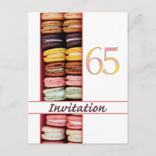 Carte Postale 65e anniversaire invitation à la fête macaron