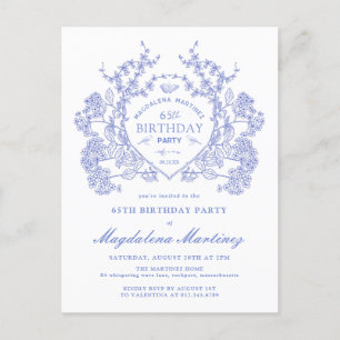 CARTE POSTALE 65E Anniversaire Invitation Floral B