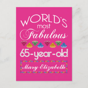 Carte Postale 65e anniversaire plus fabuleux gemmes colorées ros