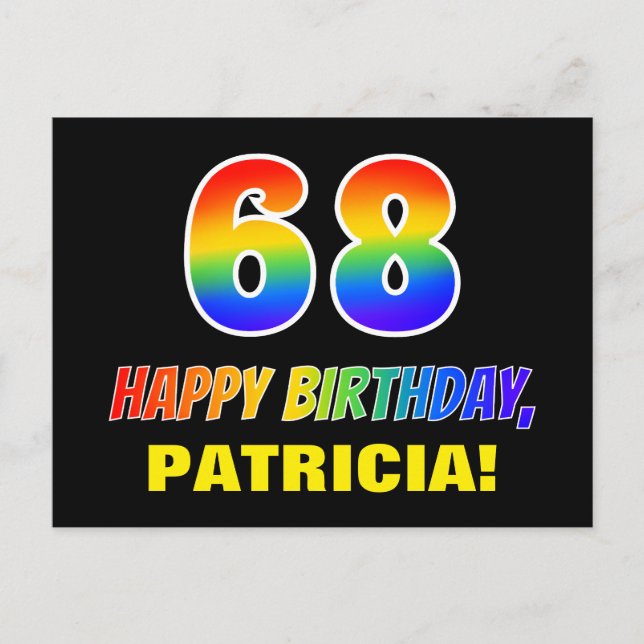 Carte Postale 68e anniversaire : Bold, amusant, simple, arc-en-c (Devant)