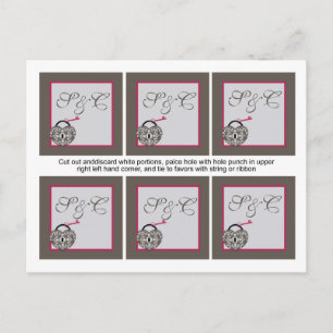Carte Postale 6 Coeur Verrouillage Mariage Faveur Tags