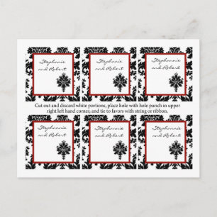 Carte Postale 6 Favoriser les étiquettes Mariage Black Red Damas
