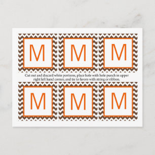 Carte Postale 6 Favoriser les étiquettes Orange Brown Nom Chevro