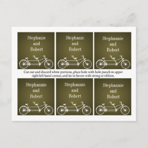 Carte Postale 6 Favoriser les étiquettes Whimsical Brown Vélo do