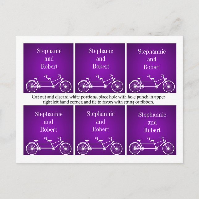 Carte Postale 6 Favoriser les étiquettes Whimsical Purple Double (Devant)