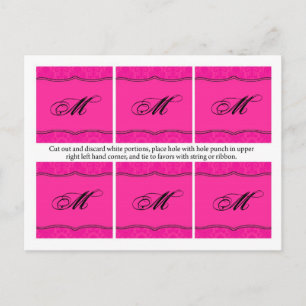 Carte Postale 6 Favoriser Tags Hot Rose Damask Lace Motif d'impr
