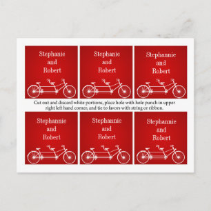 Carte Postale 6 Favoriser Tags Whimsical Crimson Red Double Bike