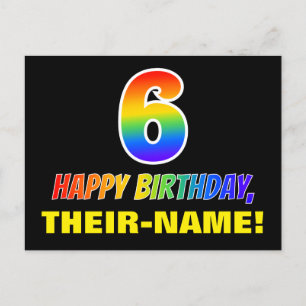 Carte Postale 6e anniversaire : Bold, amusant, simple, arc-en-ci