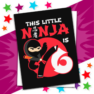 Carte Postale 6e anniversaire Enfants de 6 ans Fête Petit Ninja 