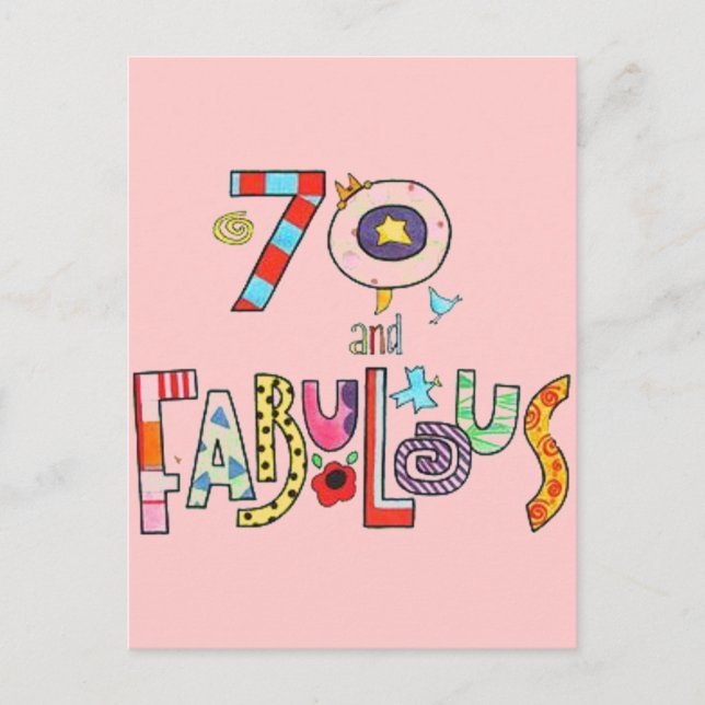 Carte Postale 70 and Fabulous Happy 70th Birthday (Devant)