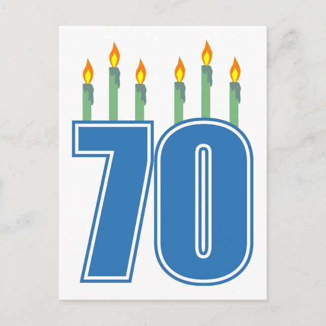 Carte Postale 70 bougies d'anniversaire (bleu / vert) (Devant)