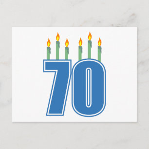 Carte Postale 70 bougies d'anniversaire (bleu / vert)