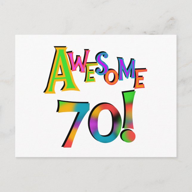 Carte Postale 70 superbes T-shirts et cadeaux d'anniversaire (Devant)