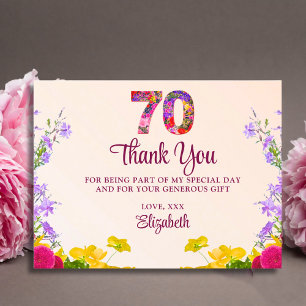 Carte Postale 70e anniversaire floral merci moderne fête de 70 a