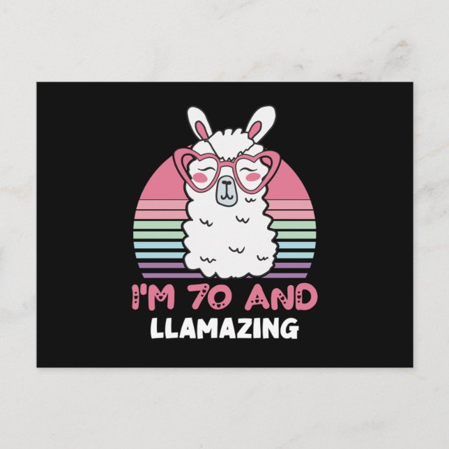 Carte Postale 70e anniversaire Llamazing Llama 70 ans Anniversai (Devant)