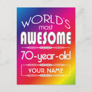 Carte Postale 70e Anniversaire Monde Meilleur Fabuleux Arc-en-ci