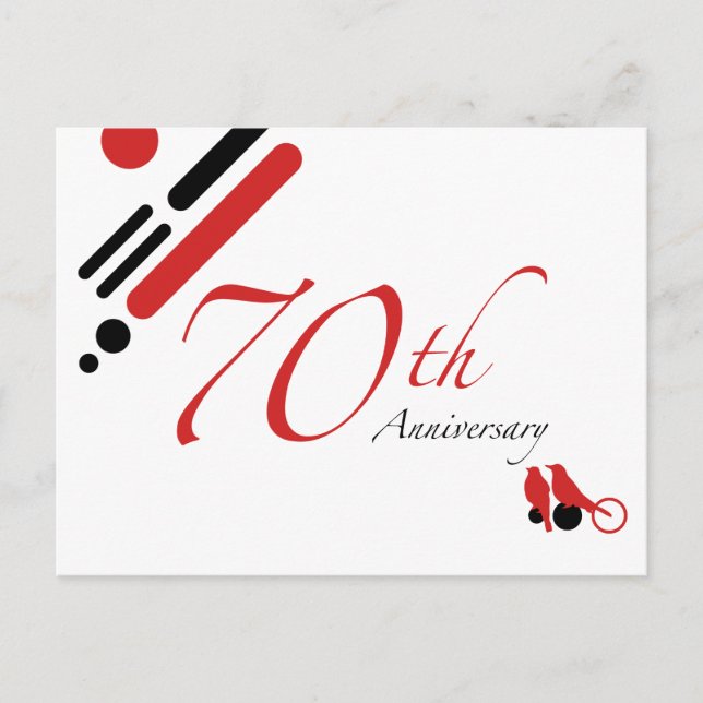 Carte Postale 70e anniversaire (oiseaux mods) (Devant)