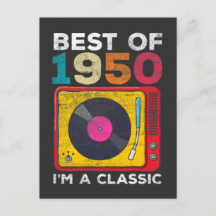 Carte Postale 70e anniversaire vintage Vinyles 1950 Né 70 ans