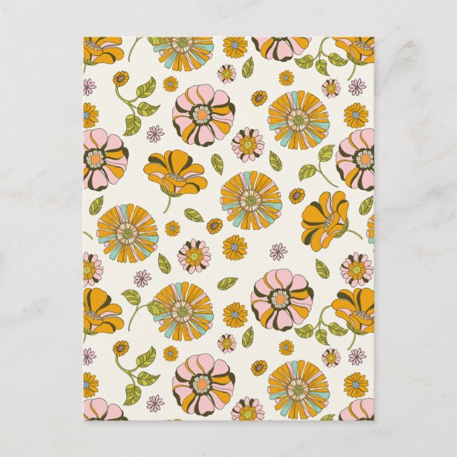 Carte Postale 70's Retro Floral Pattern (Devant)