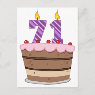 Carte Postale 71 ans sur le gâteau d'anniversaire