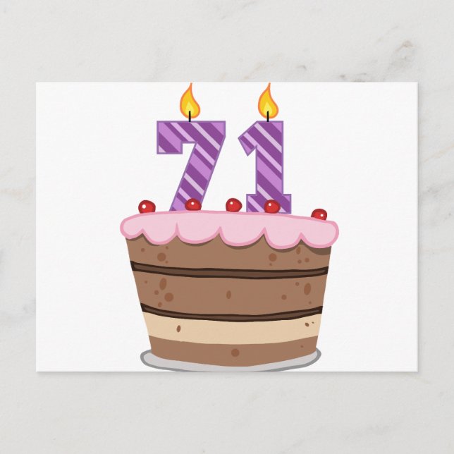 Carte Postale 71 ans sur le gâteau d'anniversaire (Devant)