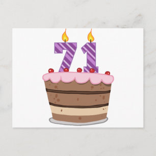 Carte Postale 71 ans sur le gâteau d'anniversaire