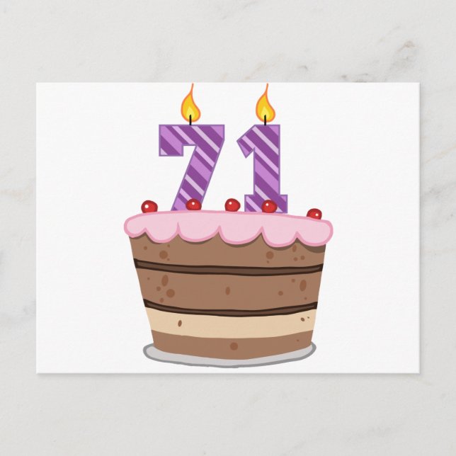 Carte Postale 71 ans sur le gâteau d'anniversaire (Devant)