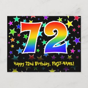 Carte Postale 72e anniversaire : Fun Stars Motif, Rainbow 72, No
